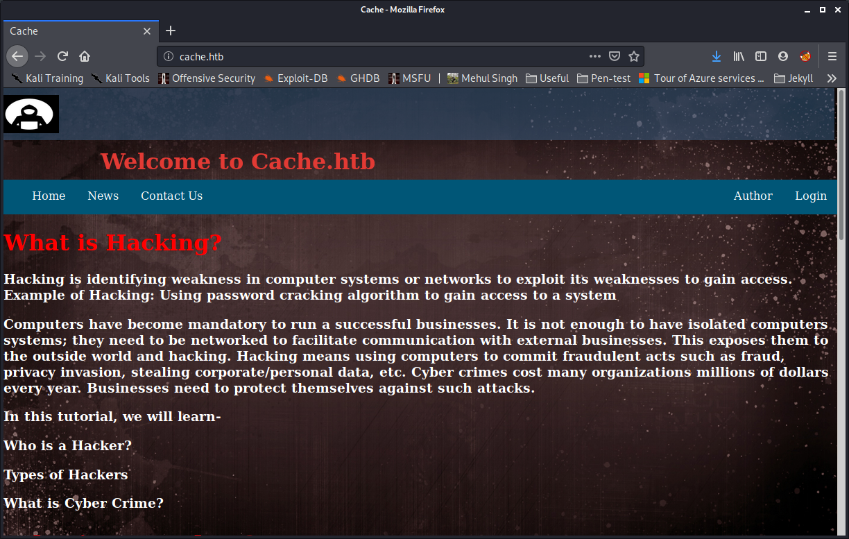 Cache website