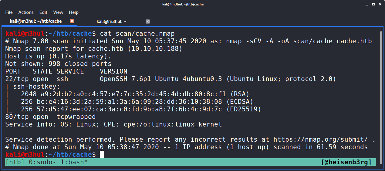 Cache nmap scan