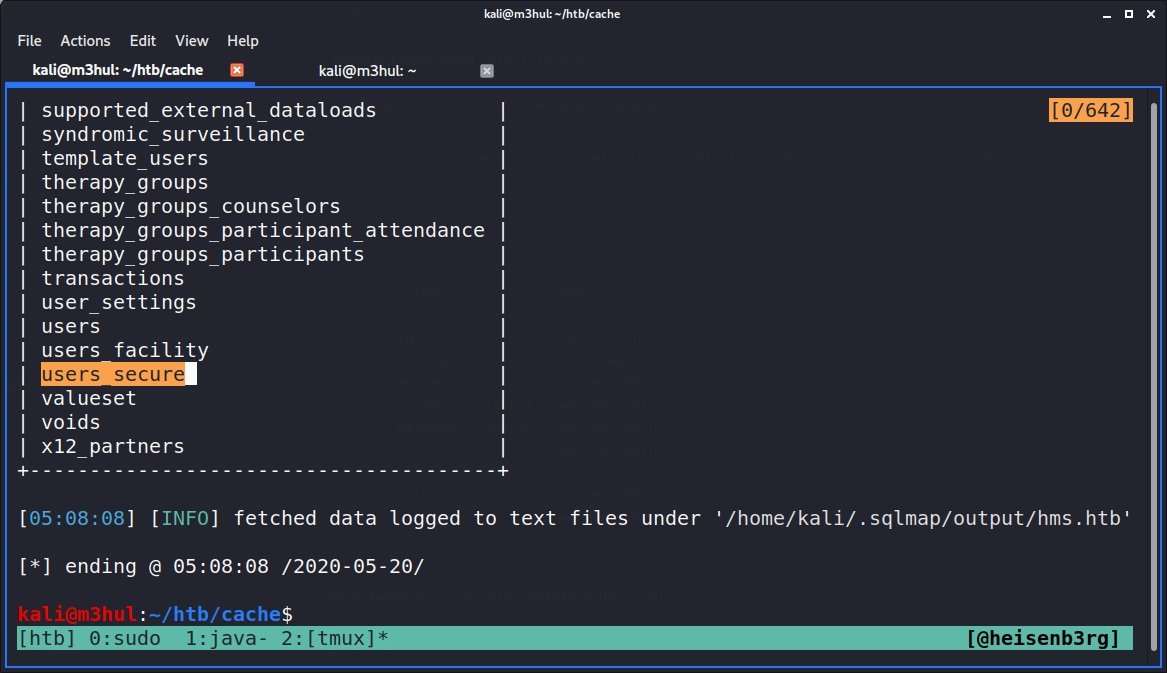 SQLMap Table